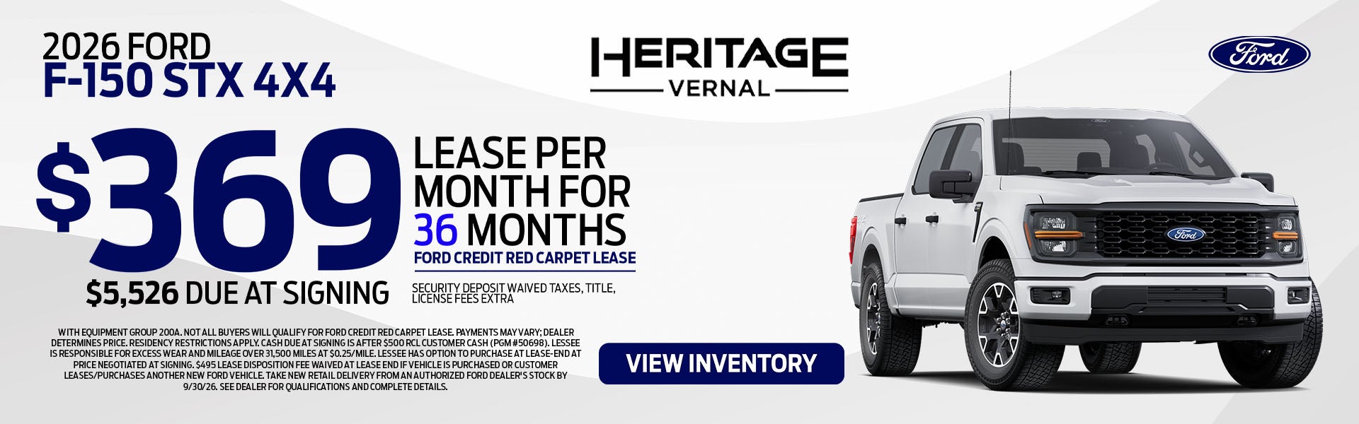 $369 /mo. for 36 mos. Ford Credit Red Carpet Lease $5526 Cas